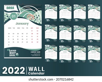 WALL CALENDAR NEW YEAR 2022