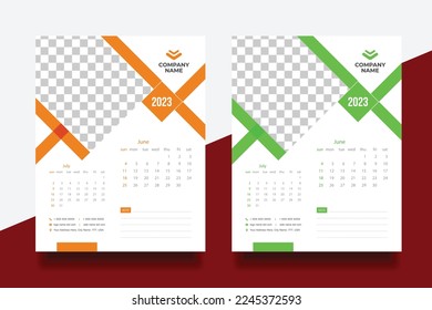 wall Calendar new year vector illustration. The week starts on Monday. monthly Planner calendar 2023 year English calendar template. corporate Wall calendar in a minimalist style. To do planner