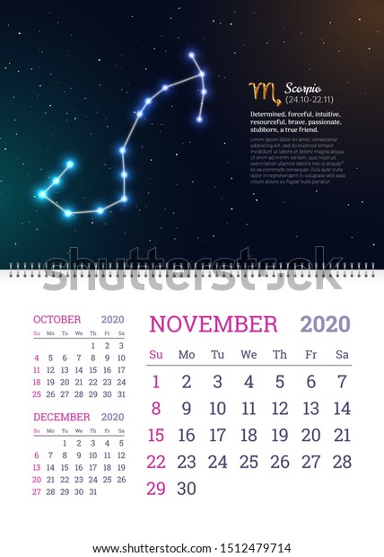 Wall Calendar November 2020 Year Scorpio Stock Vector Royalty Free 1512479714 https www shutterstock com image vector wall calendar november 2020 year scorpio 1512479714