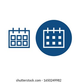 Wall calendar on a spring. Option in a circle and without it. Vector blue icons.