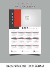 Calendário de Parede Calendário de Uma Página Calendário de Página Única 2025