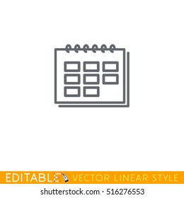 Wall calendar page. Editable outline sketch icon.