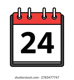 Wall calendar page showing date number twenty four with calendar, schedule