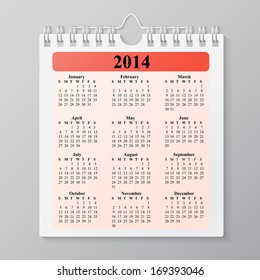 Wall calendar with spring 2014. Vector