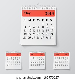 Wall calendar with spring 2014. Vector