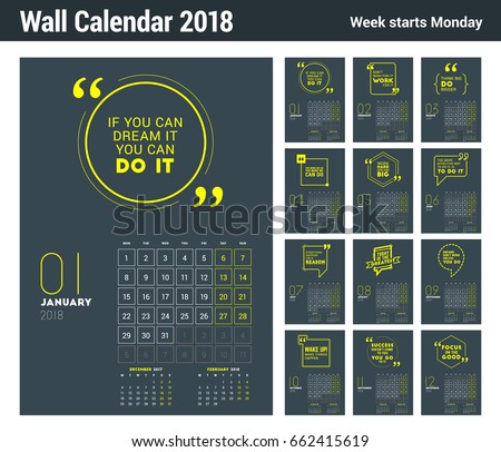 wall calendar template 2018