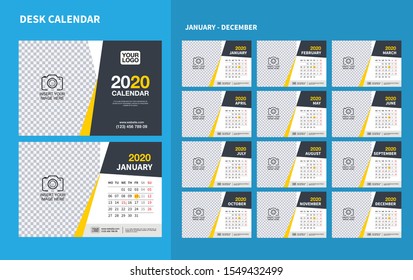 Wall Calendar Template for 2019 Year. Vector Design Print Template, Week starts on Monday