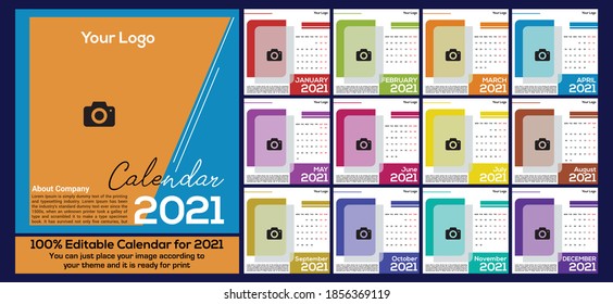 Wall Calendar Template for 2021