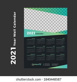 Plantilla del calendario de paredes para el año 2021. Planificador de negocios.