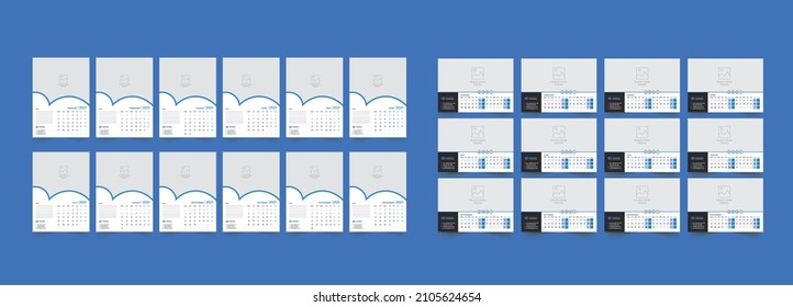 Wall Calendar Template. Creative modern calendar design for your  Corporate, medical, real estate, fitness business