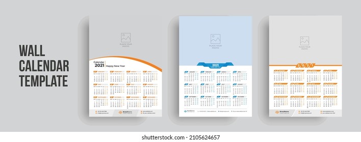 Wall Calendar Template. Creative Modern Calendar Design For Your  Corporate, Medical, Real Estate, Fitness Business