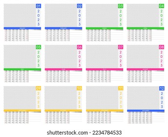 Wall Calendar Template Design for 2023 year. Monthly Creative Calendar Layout Vector illustration