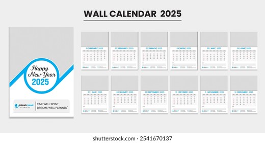 wall calendar template design 2025