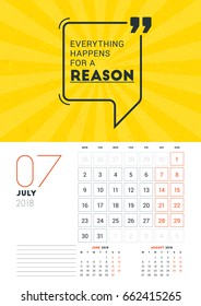 wall calendar template july 2018 vector stock vector royalty free 662415265 shutterstock