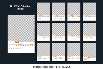 Diseño de plantillas de calendario de pared 2021