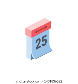 Wall calendar vector 3d isometric color icon new flat style. Creative illustration, idea for infographics.