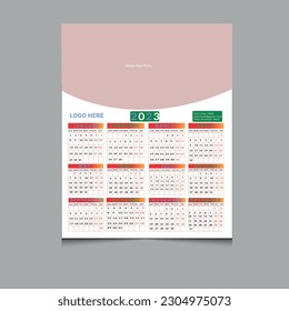 Wall Calendar and vector Template
