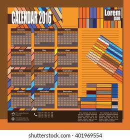 Wall calendar yellow brown 2016