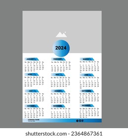Wall calender 2024 design vector