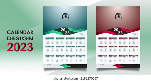 Wall calender design 2023 design vector template 1page A3 size layout, You can easily used your business.