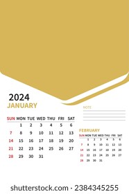 Wall Calender January  February 2024