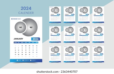 Wall calender template 2024, Wall Calendar Design 2024, Wall Calender Design Template 2024, Simple, Clean, Wall Calender templates