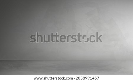 Wall cement background with Grey floor display mock up.3d Studio room with empty gray marble rough surface.Vector backdrop Minimal modern gallery with loft pattern granite shelf for interior exhibition