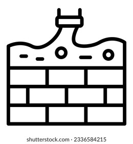 Vector de contorno de icono de cemento de pared. Generar trabajo. Piedra de la casa
