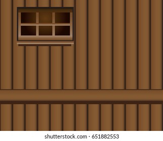 The wall of a classic wooden shed with a narrow window.