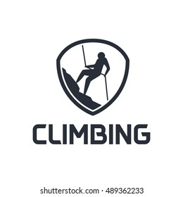 Wall Climbing, Rock Climbing, Mountain Climbing Logo