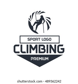 Wall Climbing, Rock Climbing, Mountain Climbing Logo