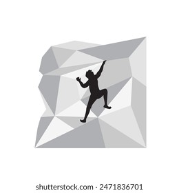 Wall climbing silhouette vector illustration. Extreme sport wall climbing