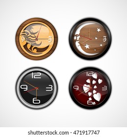 Wall clock analog isolated white background.Vector