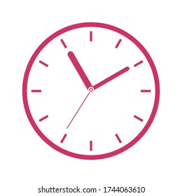 Wall clock appointment schedule time flat vector icon illustration for websites. Clock icon design on a blue background, flat style. Time icon, office clock icon. Clock badge, symbol. Circle