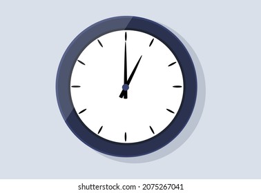 Wall clock. An arrow on a round dial.
Shows time: hours, minutes, seconds.
Flat isolated illustration.Vector image.