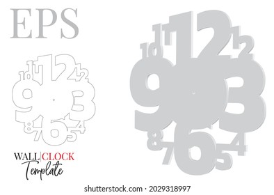 Wall clock art design template, vector. Wall clock mock up isolated on white background. Artistic clock