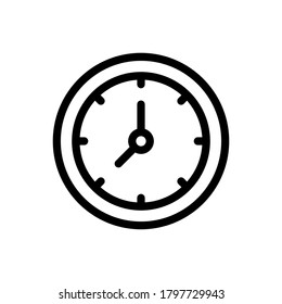 Wall Clock (Back To School) icon outline vector. isolated on white background