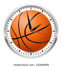 Wall clock. Basketball style. Illustration on white background