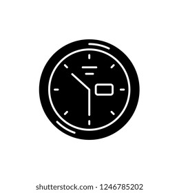 Wall clock black icon, vector sign on isolated background. Wall clock concept symbol, illustration 