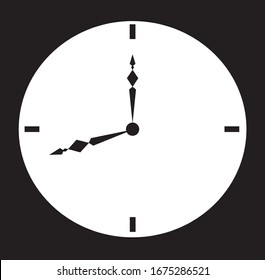 Wanduhr in Schwarz-Weiß-Vektorillustration, Flachkunst 