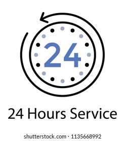 
A wall clock briefed with number 24 and cycling arrow, whole drawing is for 24 hours service 
