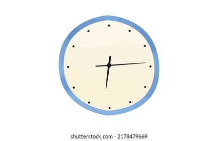 Llanto del reloj de pared. Simple pared de la ilustración del vector del estilo de acuarela aislado en el fondo blanco. Dibujo de dibujos a mano de dibujos en forma de doodle dibujado a mano en un reloj de pared minimalista. Dibujo de suministros de oficina