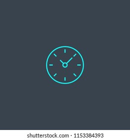 Wall clock concept blue line icon. Simple thin element on dark background. Wall clock concept outline symbol design from Workspace set. Can be used for web and mobile UI/UX