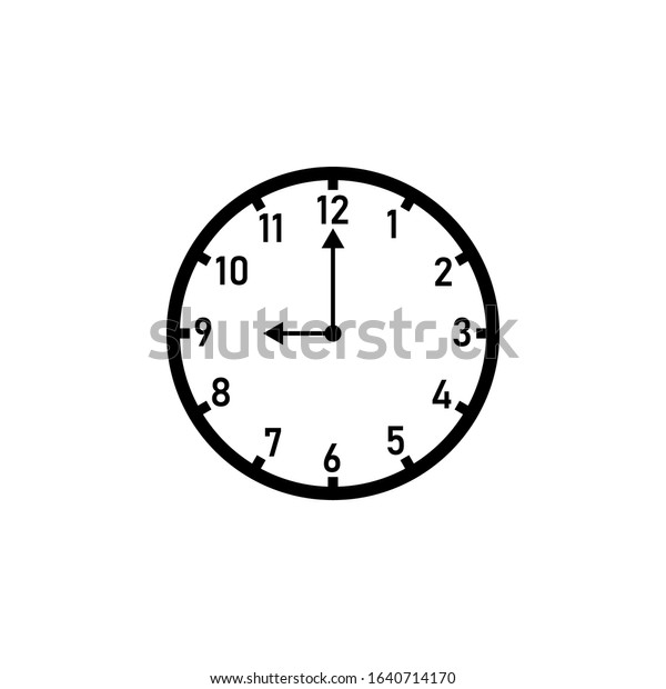 Wall Clock Displaying 900 Oclock Clipart Stock Vector Royalty Free