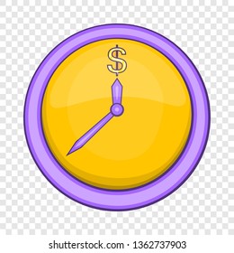 Wall clock with dollar symbol icon in cartoon style isolated on background for any web design 