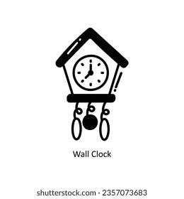 Wall Clock doodle Icon Design illustration. School and Study Symbol on White background EPS 10 File 
