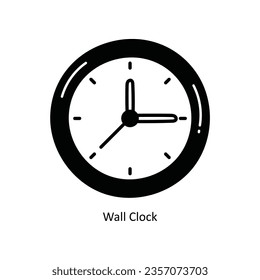 Icono de diseño del doodle del reloj de pared. Símbolo de escuela y estudio sobre fondo blanco archivo EPS 10 