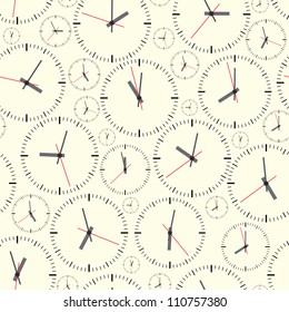 Wall clock. The electronic device. Vector illustration. Seamless.