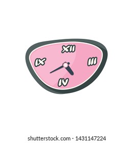 Wall Clock.  Element of the interior.  Isolated flat vector illustration on background.