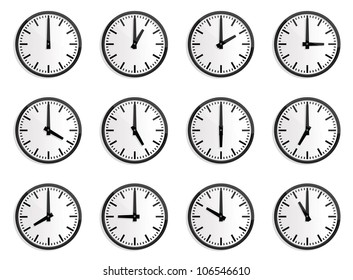 wall clock for every hours, to indicate world international time zone.